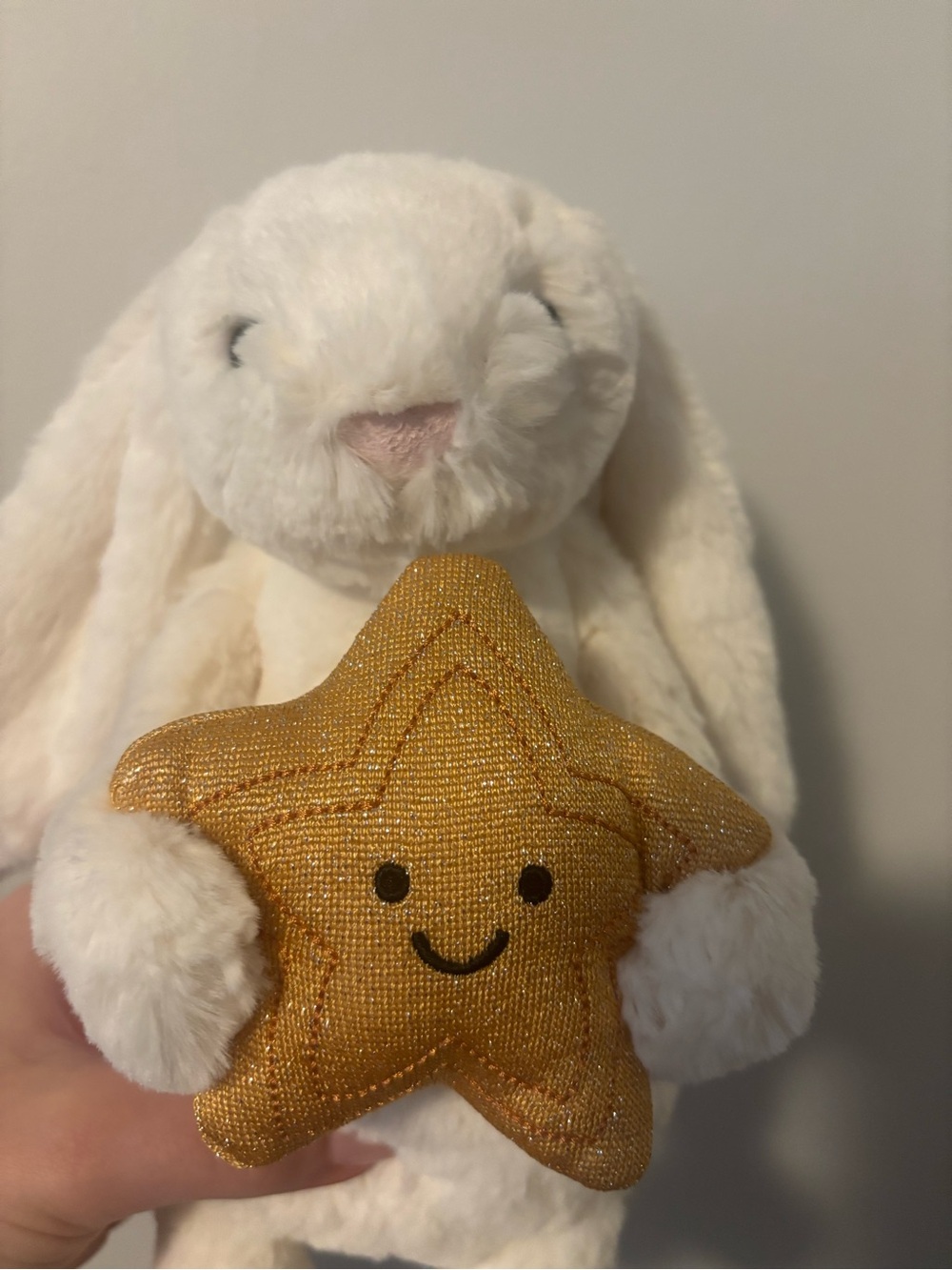 Jellycat White Bunny Holding Gold Star
